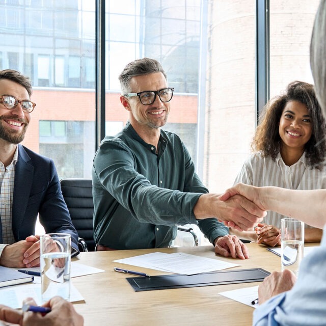 Happy people in a meeting